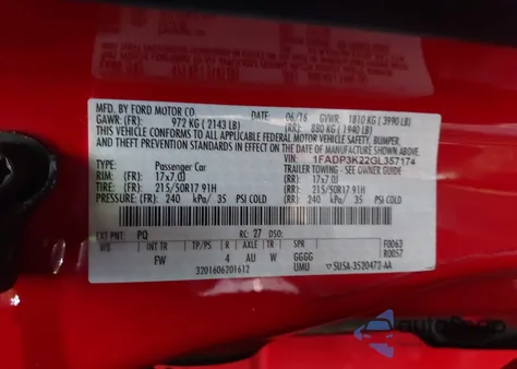 2016 Ford Focus Se from USA, damaged, VIN 1FADP3K22GL357174